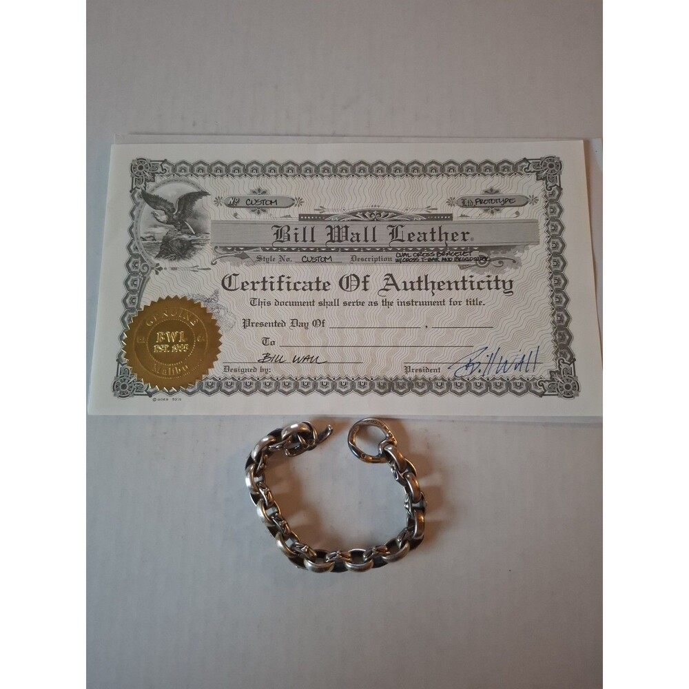 Bill Wall Sterling Silver Oval Cross Bracelet W/Cross T-bar Prototype Custom 8in